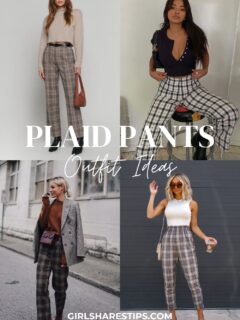 plaid pants outfit ideas collage