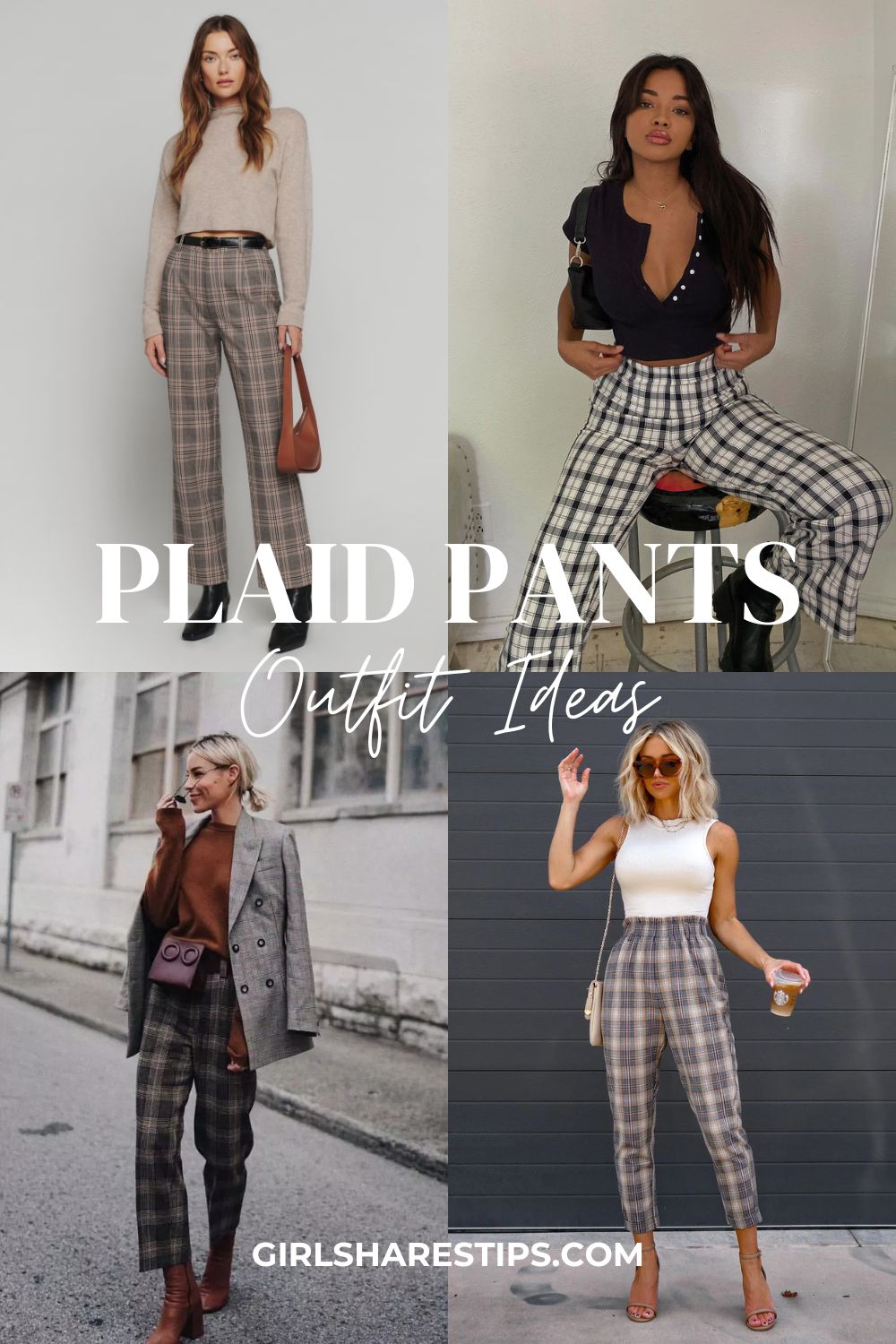 plaid pants outfit ideas collage