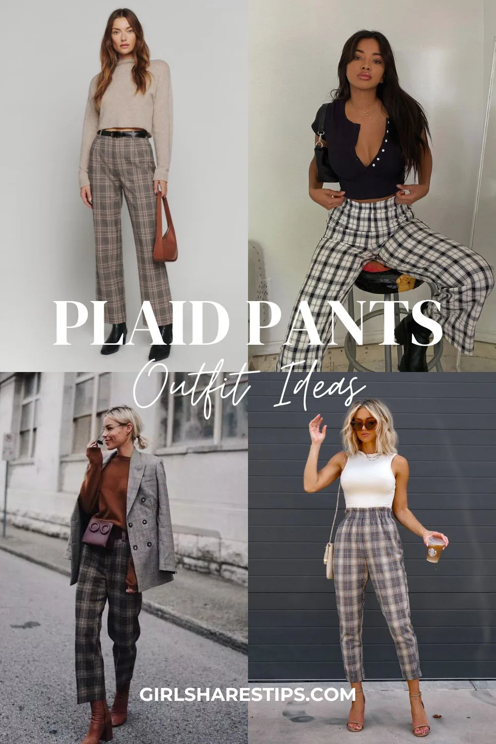 plaid pants outfit ideas collage