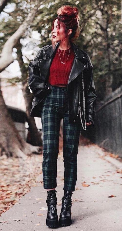 plaid pants outfits