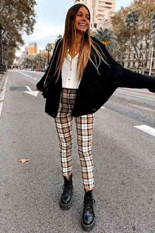 White plaid deals pants womens
