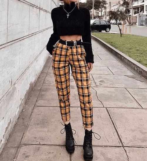 plaid pants outfits