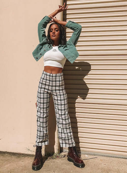 trendy plaid pants outfits