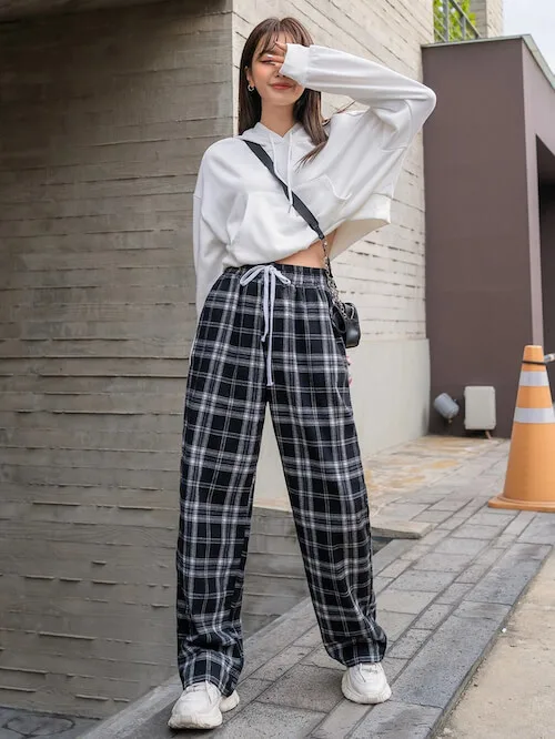 trendy plaid pants outfits