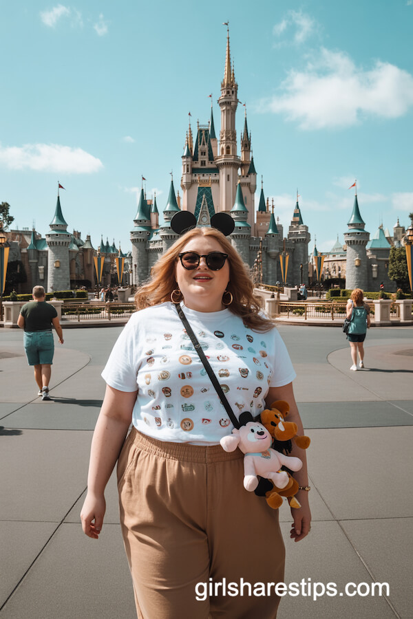 Button/Badge Pattern Tee with Khaki Pants