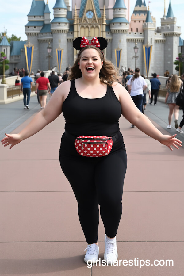 Black Tank Top with Polka Dot Fanny Pack