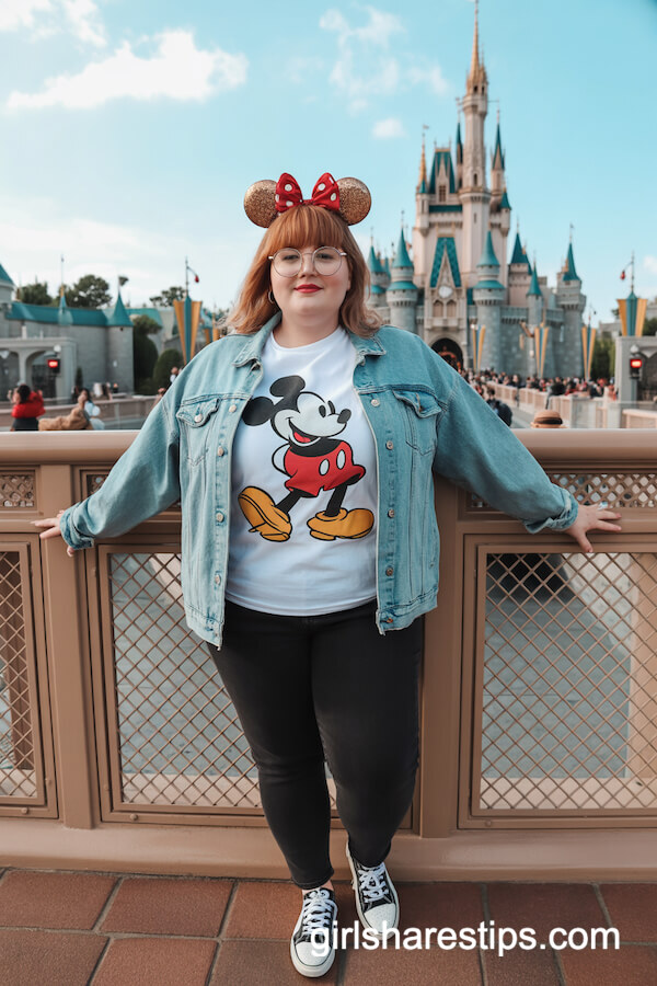 Mickey Graphic T-Shirt with Denim Jacket