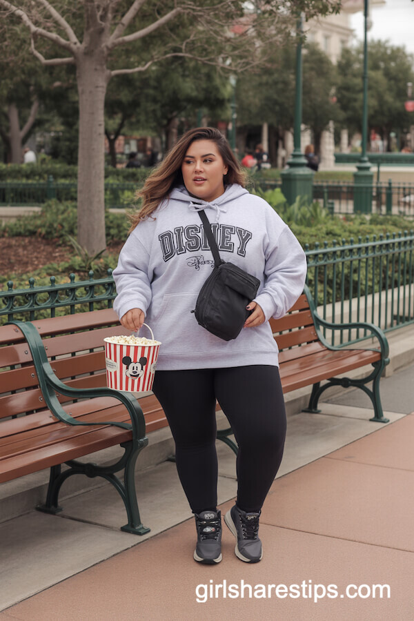 Gray Disney Hoodie with Black Leggings