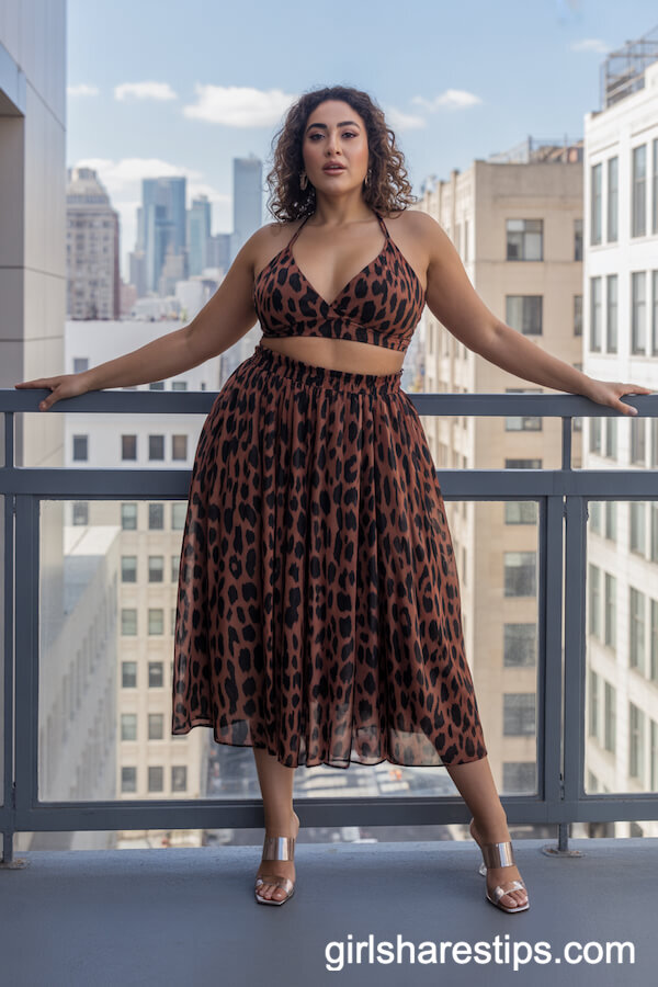 Animal Print Two Piece Set with Lucite Heels