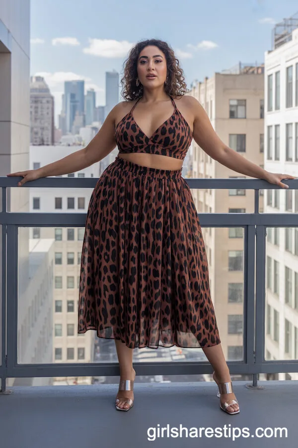 Animal Print Two Piece Set with Lucite Heels