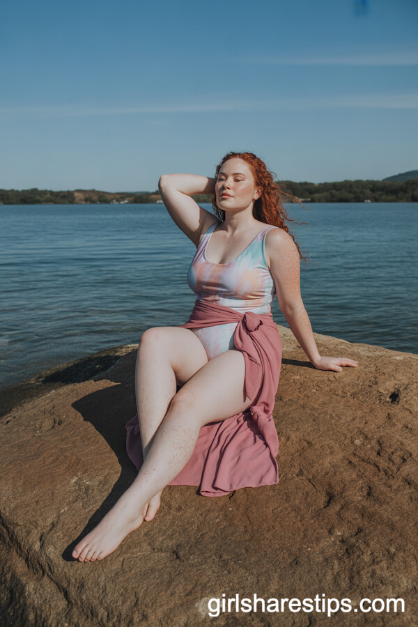 Tie-Dye One-Piece and Pink Sarong Beach Combo