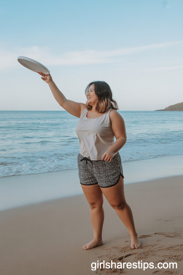 Patterned Swim Shorts and Loose Tank Top Active Set