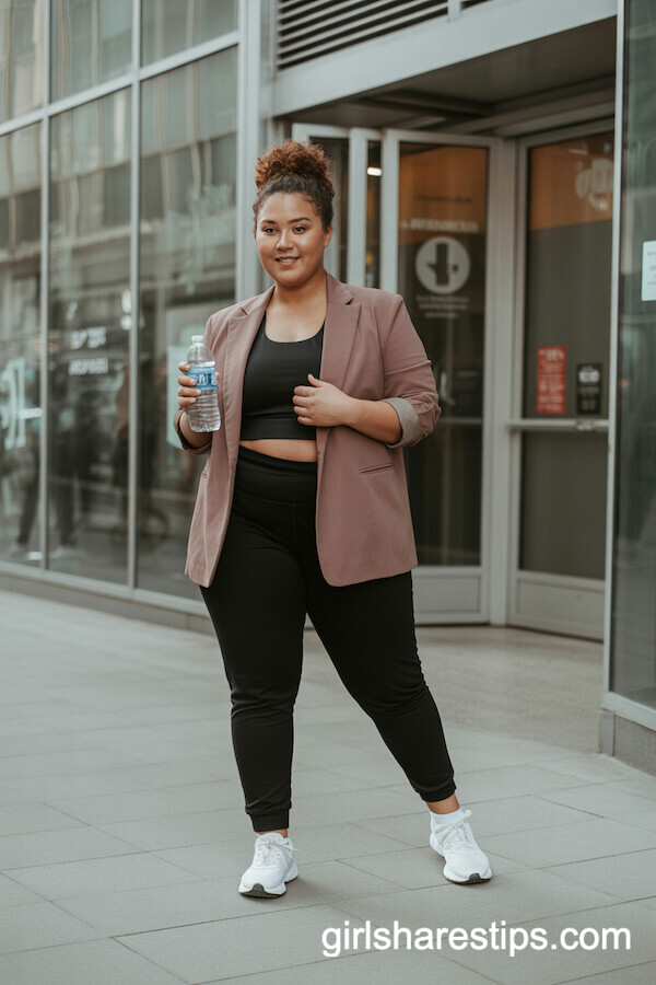 Sporty Edge: Tailored Blazer with Black Joggers