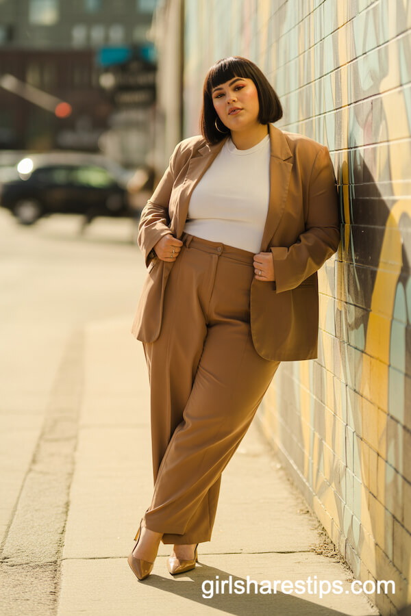 Mural Moment: Tan Blazer with Matching Trousers