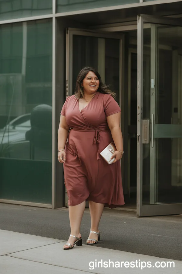 Jewel Tone Wrap Dress with Simple Accessories