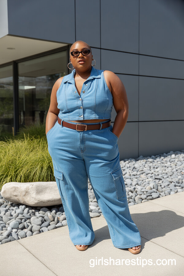 Denim Cargo Pants and Crop Top Rock Garden Style