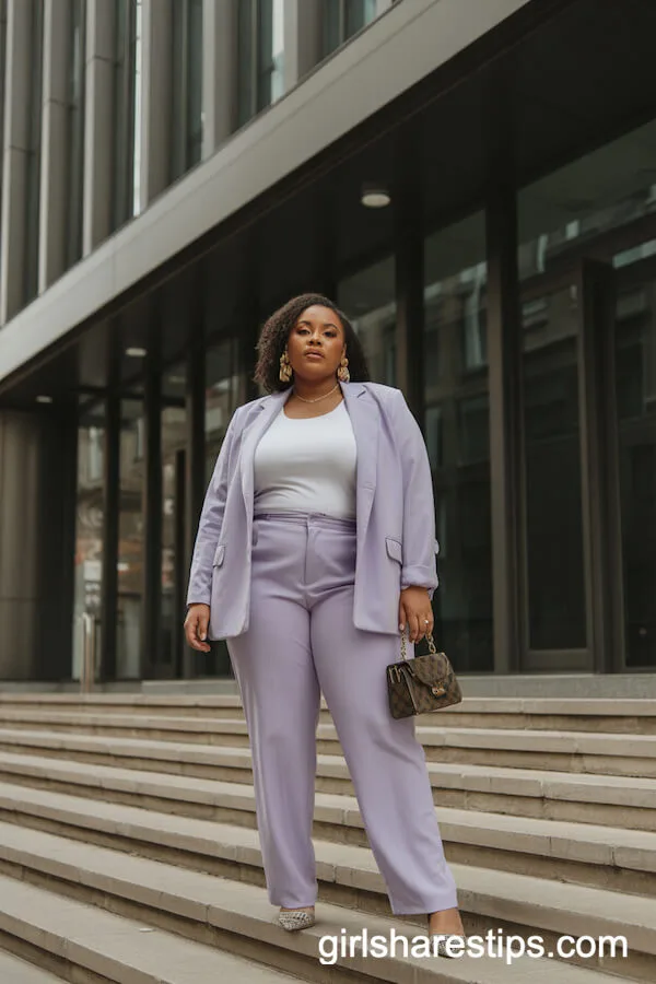 Lavender Pastel Pantsuit for a Powerful Corporate Statement