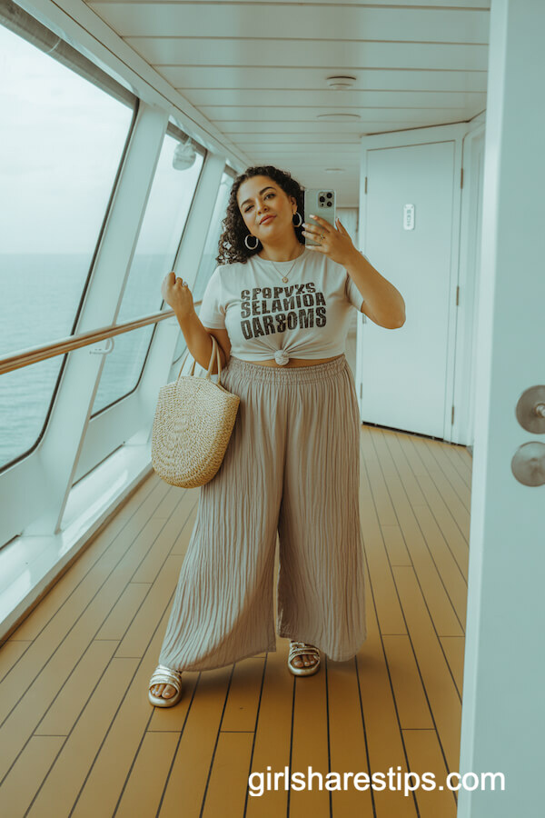 Graphic Statement Tee with Flowy Palazzo Pants