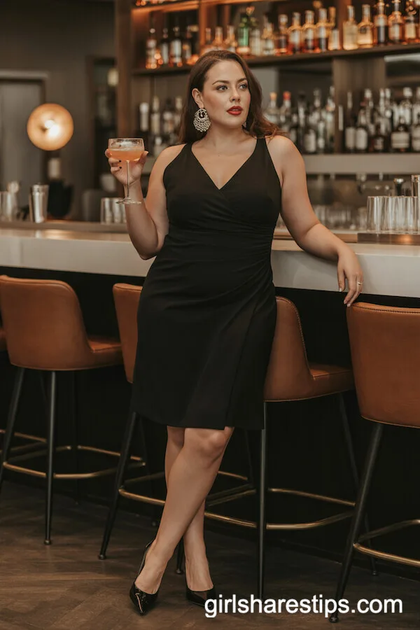 Classic Little Black Dress with Statement Earrings