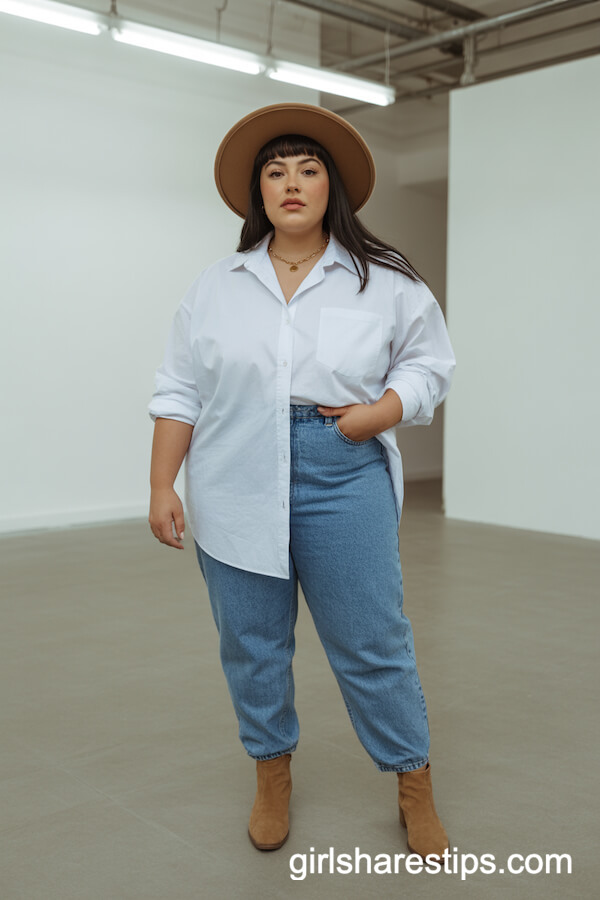 Oversized Button-Down with Mom Jeans