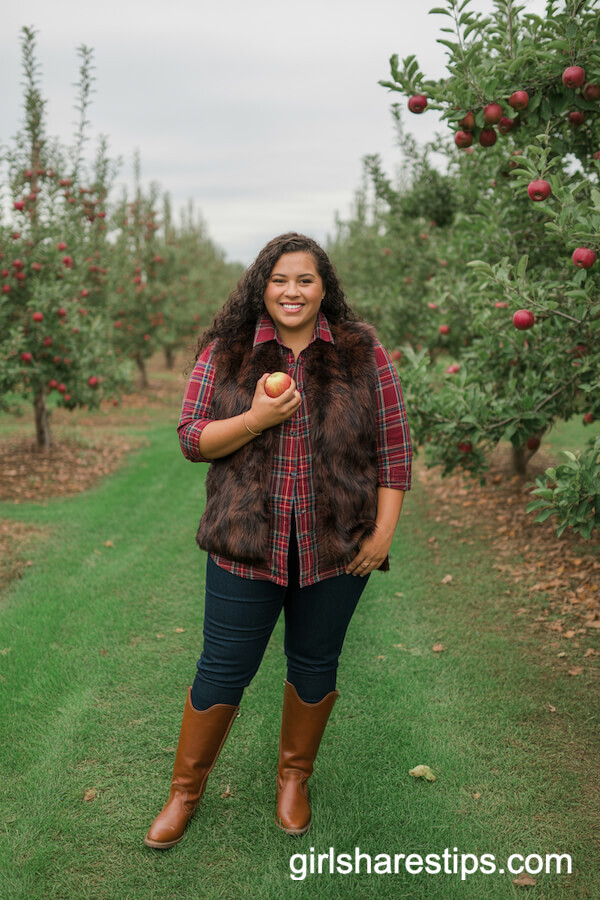 Faux Fur Vest with Plaid Shirt