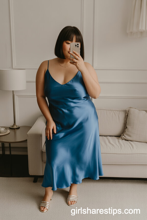 Sapphire Blue Satin Slip Dress