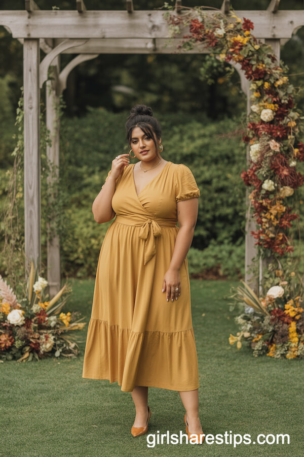 Marigold Yellow Tie-Waist Midi Dress