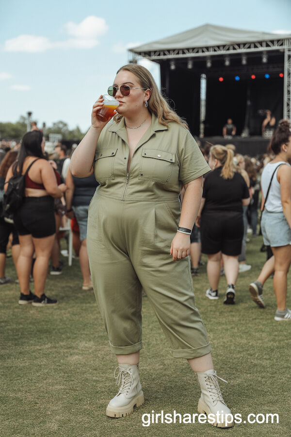Utility Jumpsuit, Combat Boots & Aviator Sunglasses