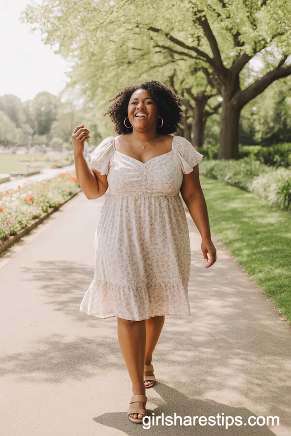Pastel Floral Sundress with Sandals for a Sunny Park Stroll