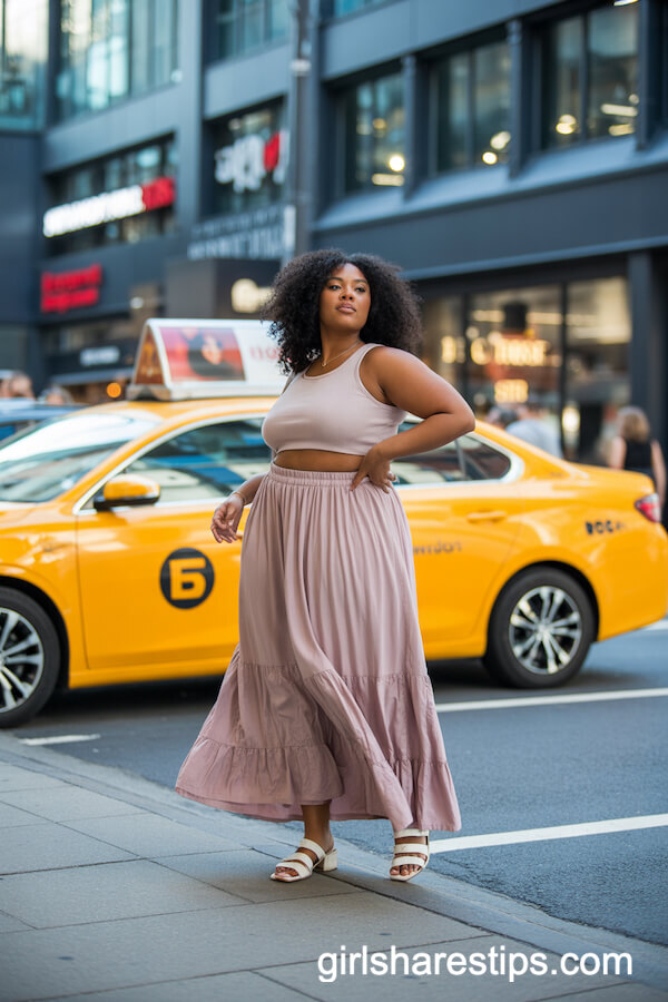 Flowy Boho Skirt with Crop Knit Top