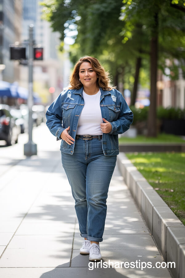 Ripped Denim Jacket and Jeans Street Style