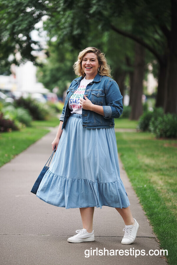 Midi Skirt and Graphic Tee Combo