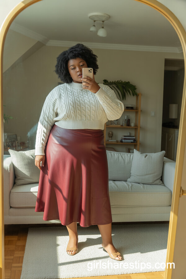 A-line Skirt Cable Knit Sweater