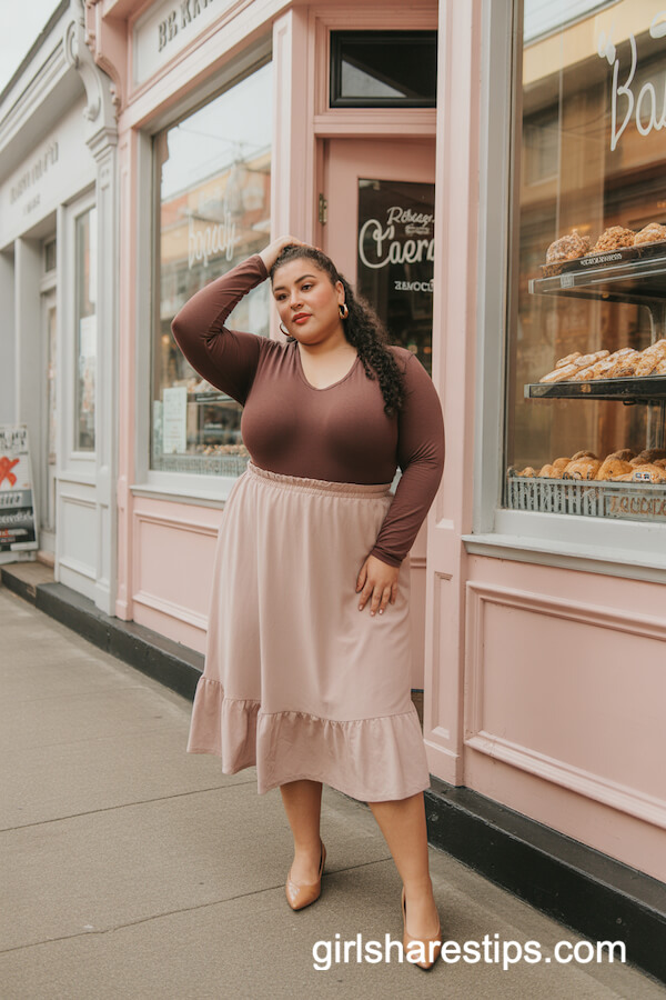 Ruffled Midi Skirt and Bodysuit