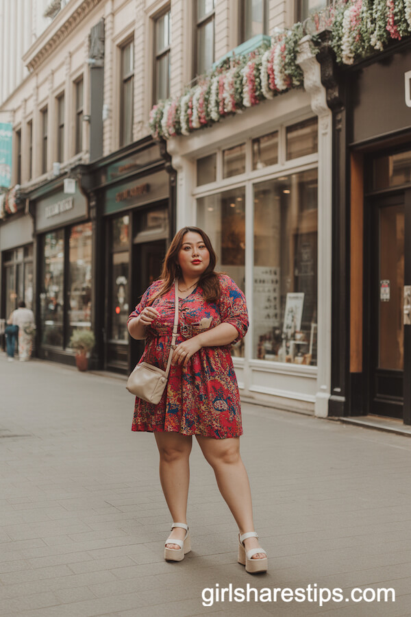 Bold Print Mini Dress with Platform Sandals