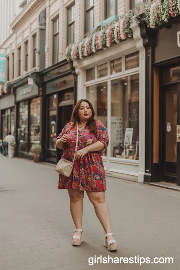 Bold Print Mini Dress with Platform Sandals