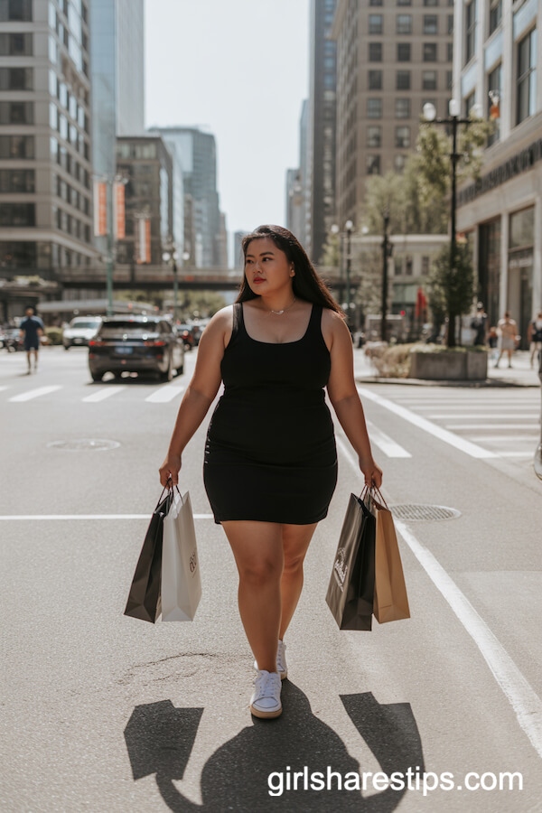 Classic Black Tank Dress with White Sneakers
