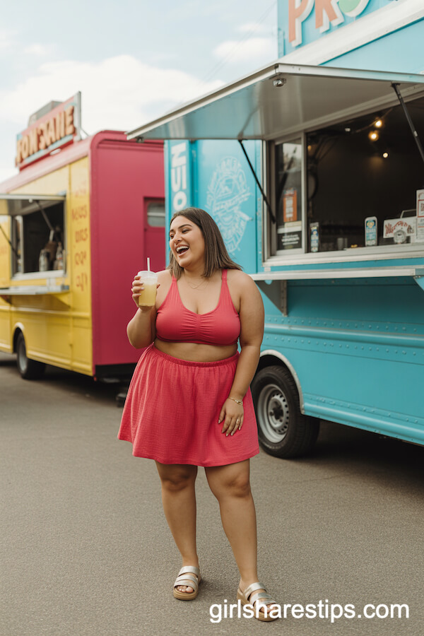 Bright Two-Piece Summer Set with Comfortable Sandals