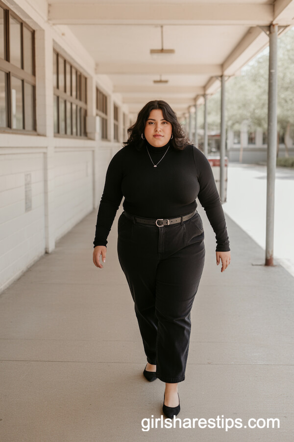 All-Black Turtleneck with Tailored Pants