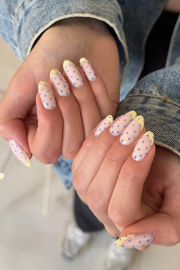 Pastel Yellow and Blue Polka Dots