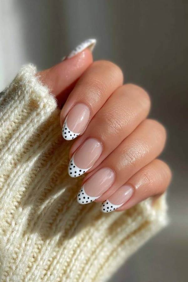Classic Dotted White French Tips