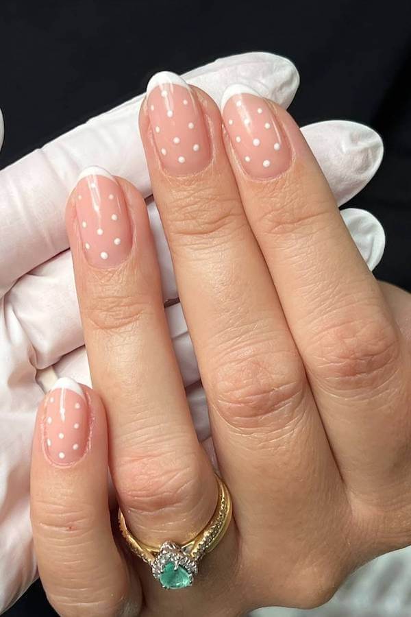 Sheer White Polka Dot French Tips