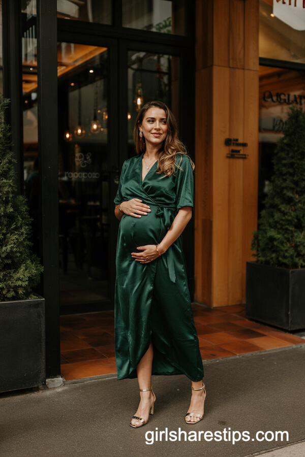Emerald Green Satin Wrap Dress