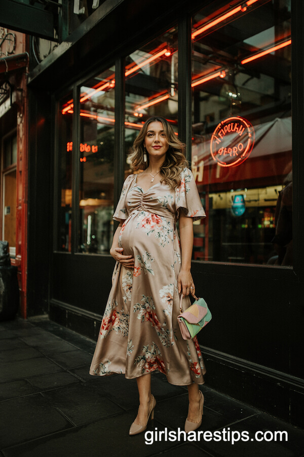 Floral Satin Midi Dress with Flutter Sleeves