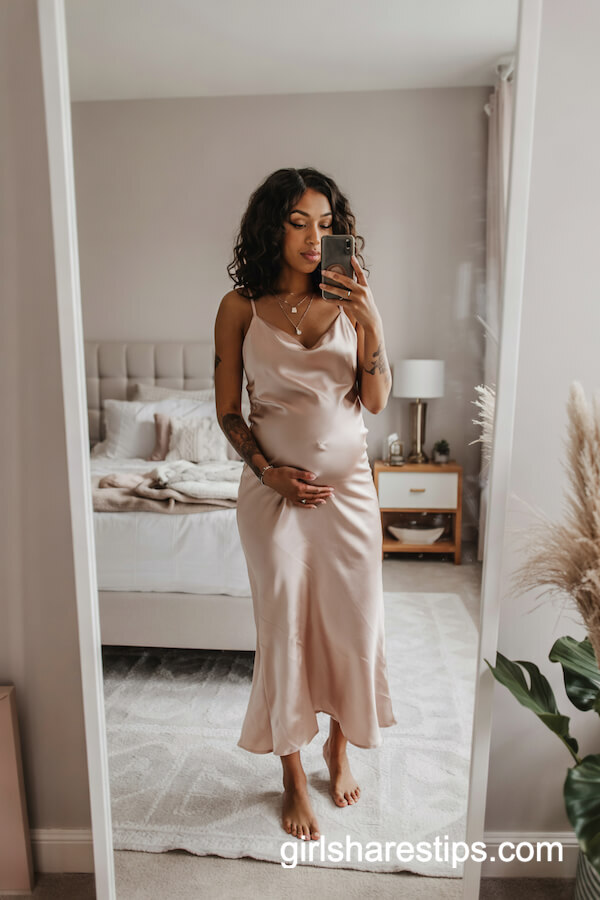 Satin Slip Dress in Blush Pink