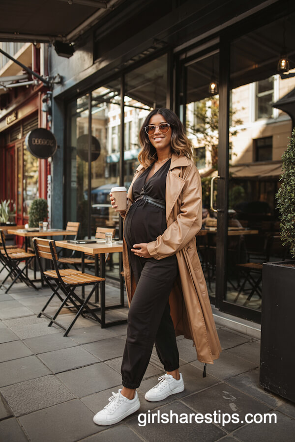 Black Jumpsuit with White Sneakers
