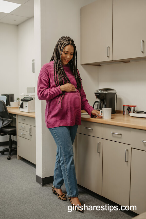 Fuchsia Sweater and Classic Maternity Jeans