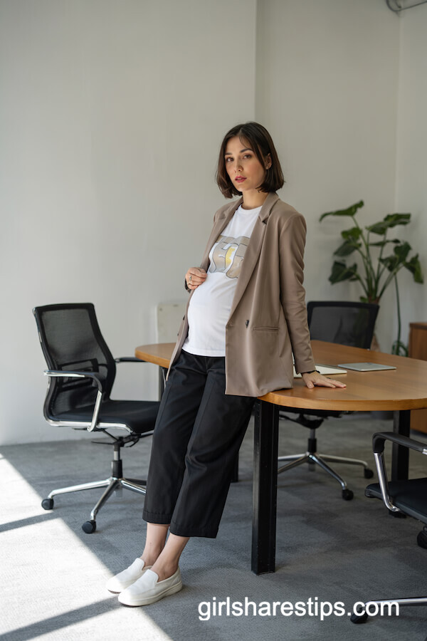 Brown Blazer and Graphic Tee with Cropped Pants