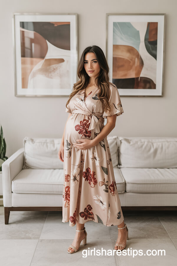 Floral Wrap Dress with Ankle-Strap Sandals