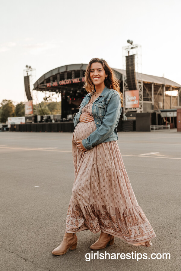 Boho Maxi Dress with Denim Jacket Look